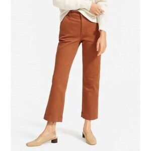 Everlane THE STRAIGHT-LEG CROP Pants Cropped High Rise Size 4 Brown